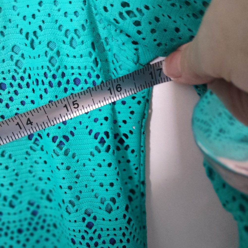 Title Nine Swimsuit Cover Up Size Small Beach Hooded Dress Turquoise/Blue Stripe - Picture 9 of 11